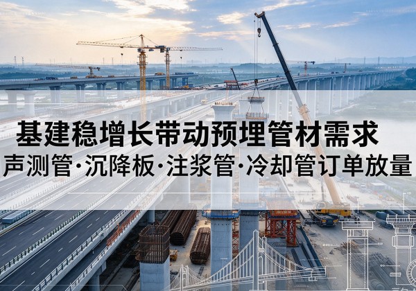 莎车基建稳增长带动预埋监测管材需求，声测管、沉降板、注浆管订单持续放量